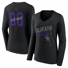 MLB Colorado Rockies Women's Hustle Personalized Name & Number Long Sleeve V-Neck T-Shirt