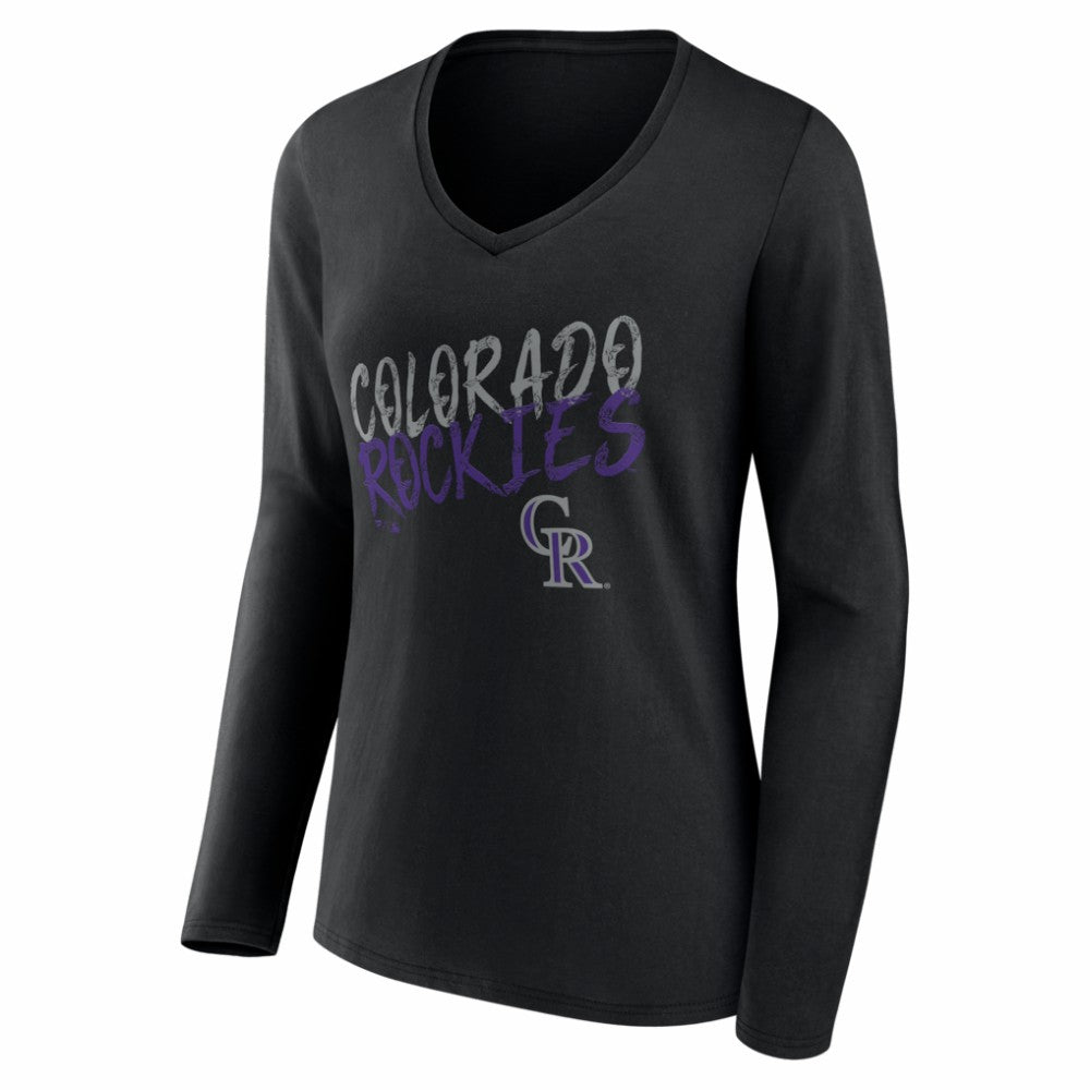 MLB Colorado Rockies Women's Hustle Personalized Name & Number Long Sleeve V-Neck T-Shirt
