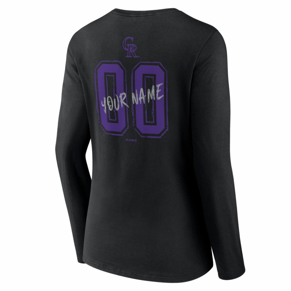 MLB Colorado Rockies Women's Hustle Personalized Name & Number Long Sleeve V-Neck T-Shirt