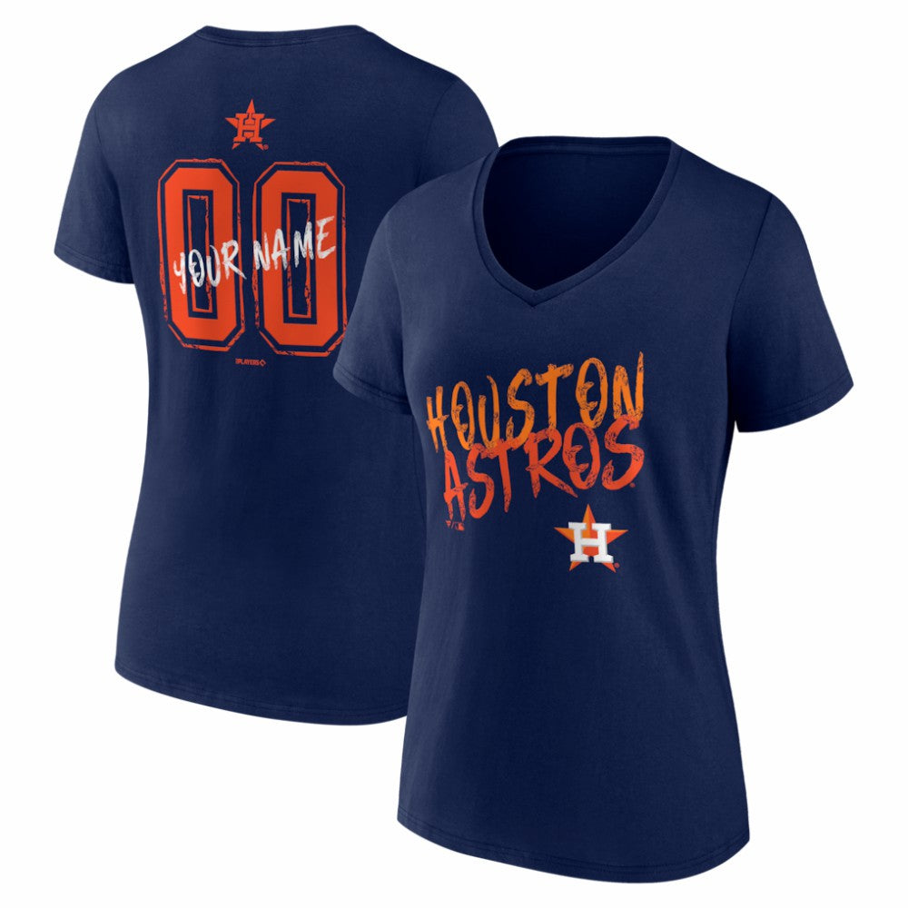MLB Houston Astros Women's Hustle Personalized Name & Number V-Neck T-Shirt