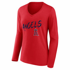 MLB Los Angeles Angels Women's Hustle Personalized Name & Number Long Sleeve V-Neck T-Shirt