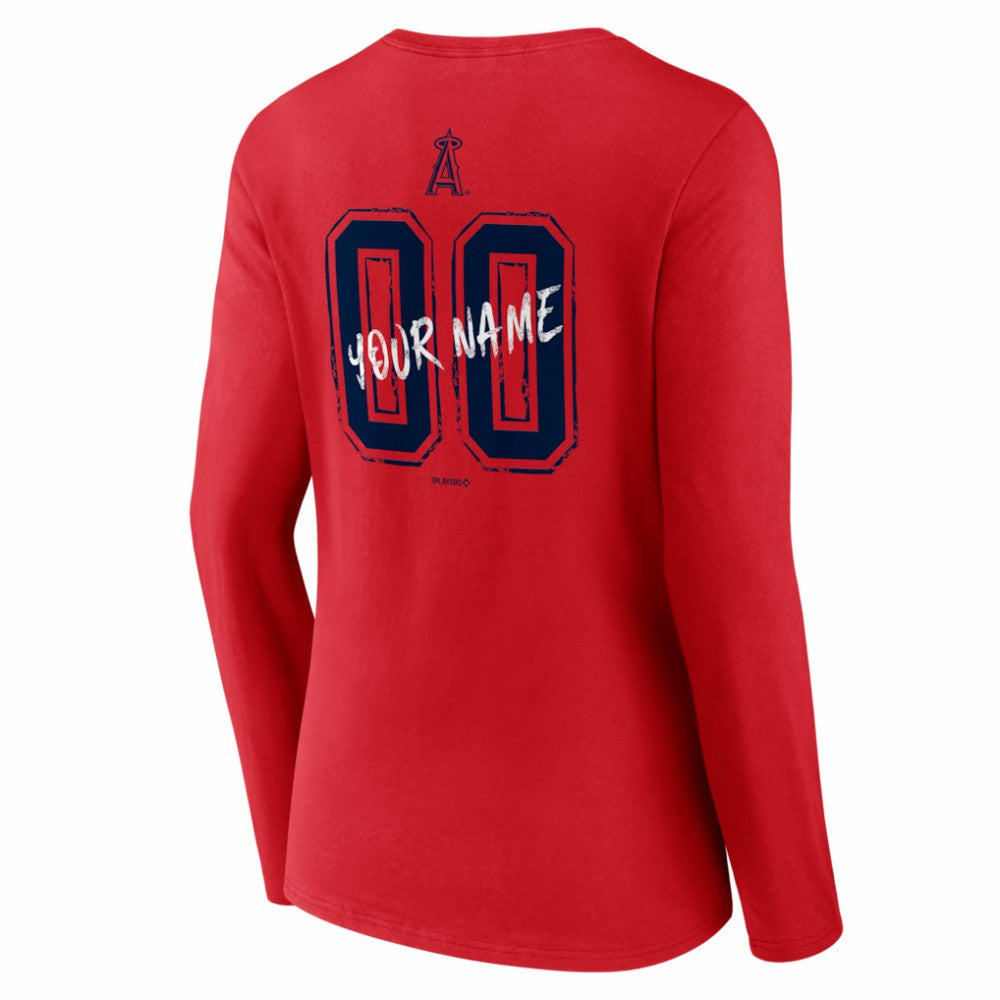 MLB Los Angeles Angels Women's Hustle Personalized Name & Number Long Sleeve V-Neck T-Shirt