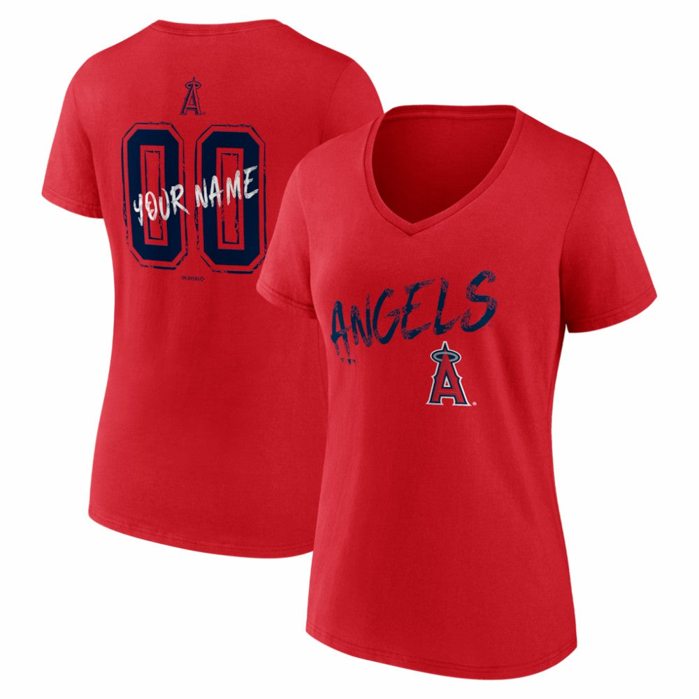 MLB Los Angeles Angels Women's Hustle Personalized Name & Number V-Neck T-Shirt