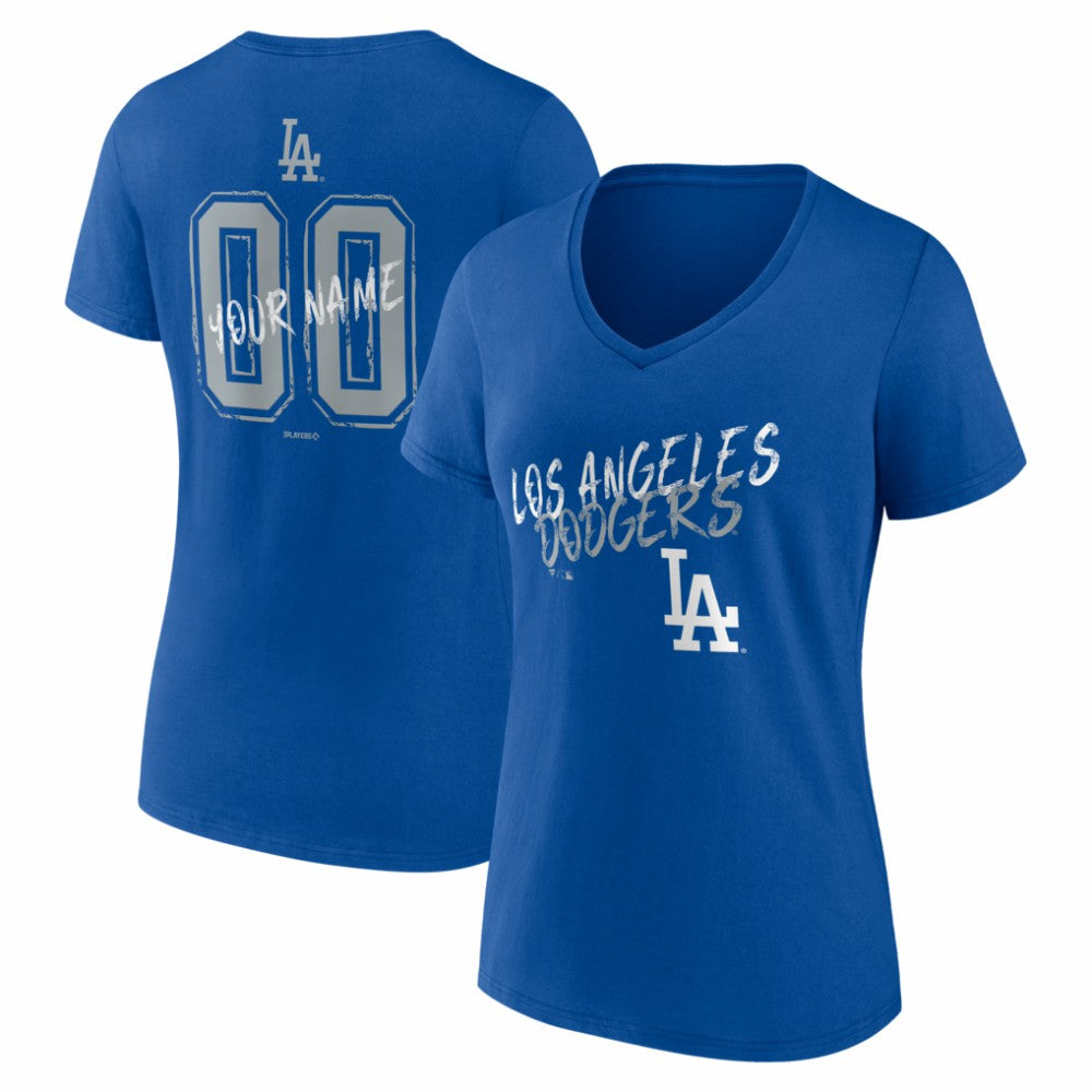 MLB Los Angeles Dodgers Women's Hustle Personalized Name & Number V-Neck T-Shirt