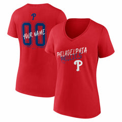 MLB Philadelphia Phillies Women's Hustle Personalized Name & Number V-Neck T-Shirt