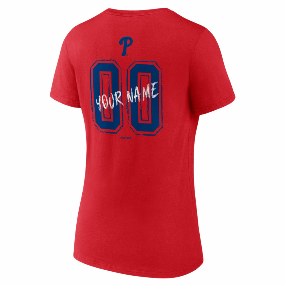 MLB Philadelphia Phillies Women's Hustle Personalized Name & Number V-Neck T-Shirt