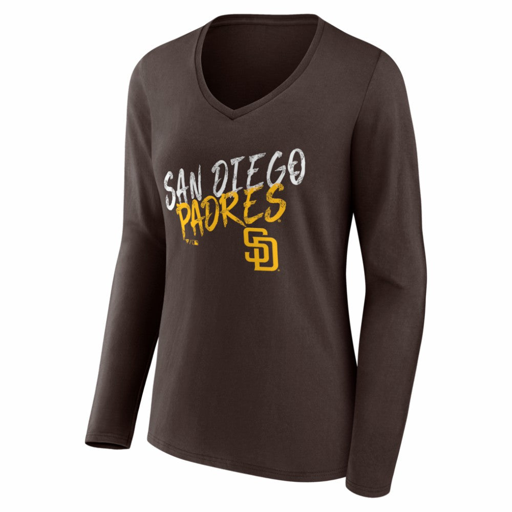 MLB San Diego Padres Women's Hustle Personalized Name & Number Long Sleeve V-Neck T-Shirt