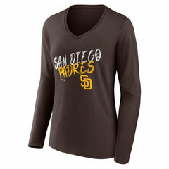 MLB San Diego Padres Women's Hustle Personalized Name & Number Long Sleeve V-Neck T-Shirt