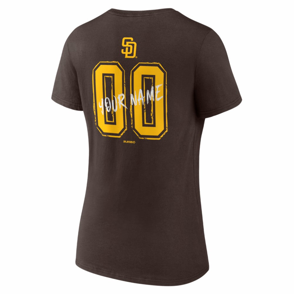 MLB San Diego Padres Women's Hustle Personalized Name & Number V-Neck T-Shirt