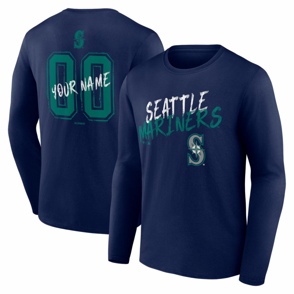 MLB Seattle Mariners  Hustle Personalized Name & Number Long Sleeve T-Shirt