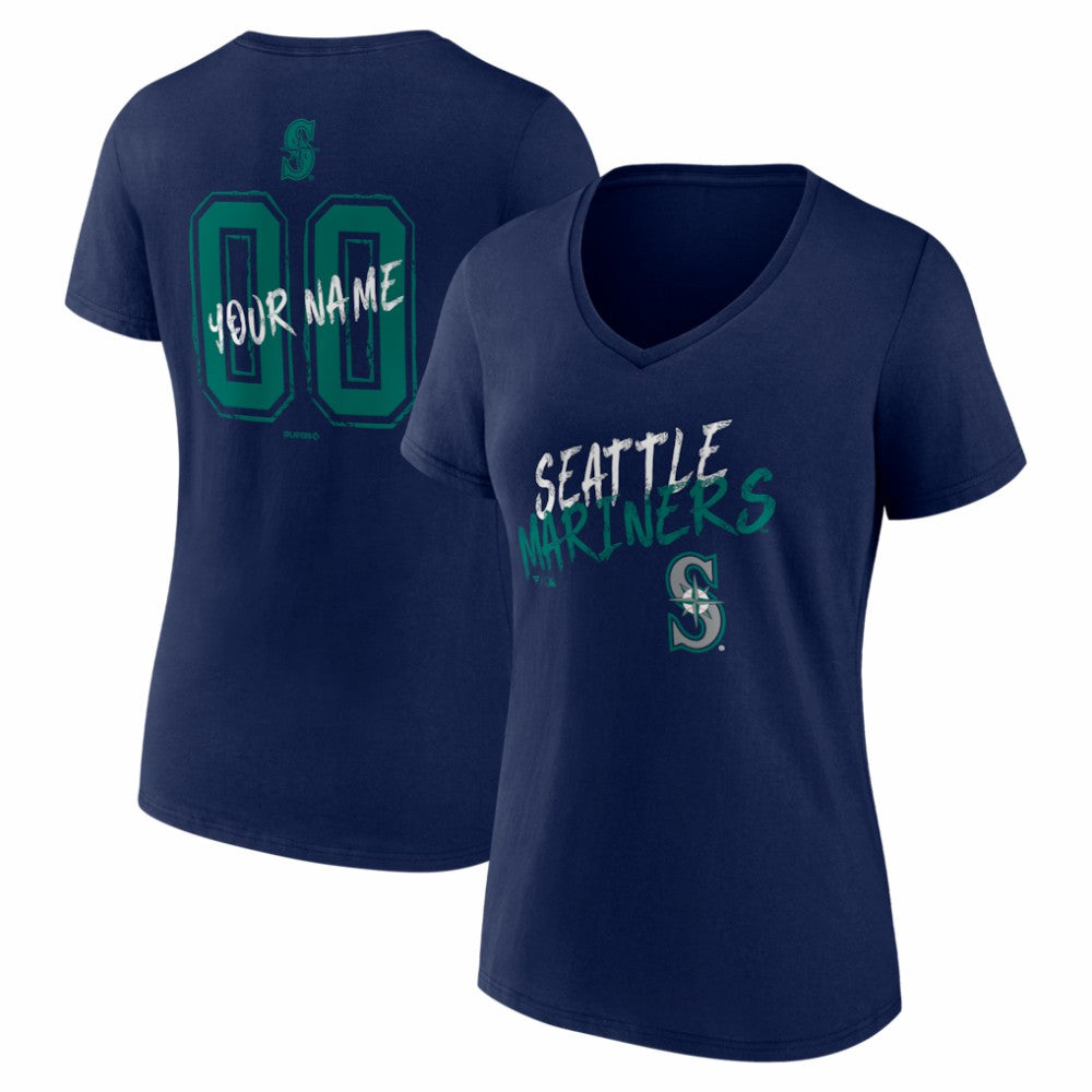 MLB Seattle Mariners Women's Hustle Personalized Name & Number V-Neck T-Shirt
