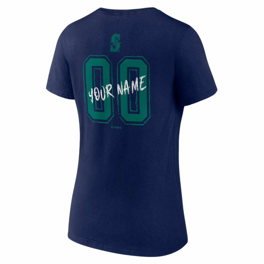 MLB Seattle Mariners Women's Hustle Personalized Name & Number V-Neck T-Shirt