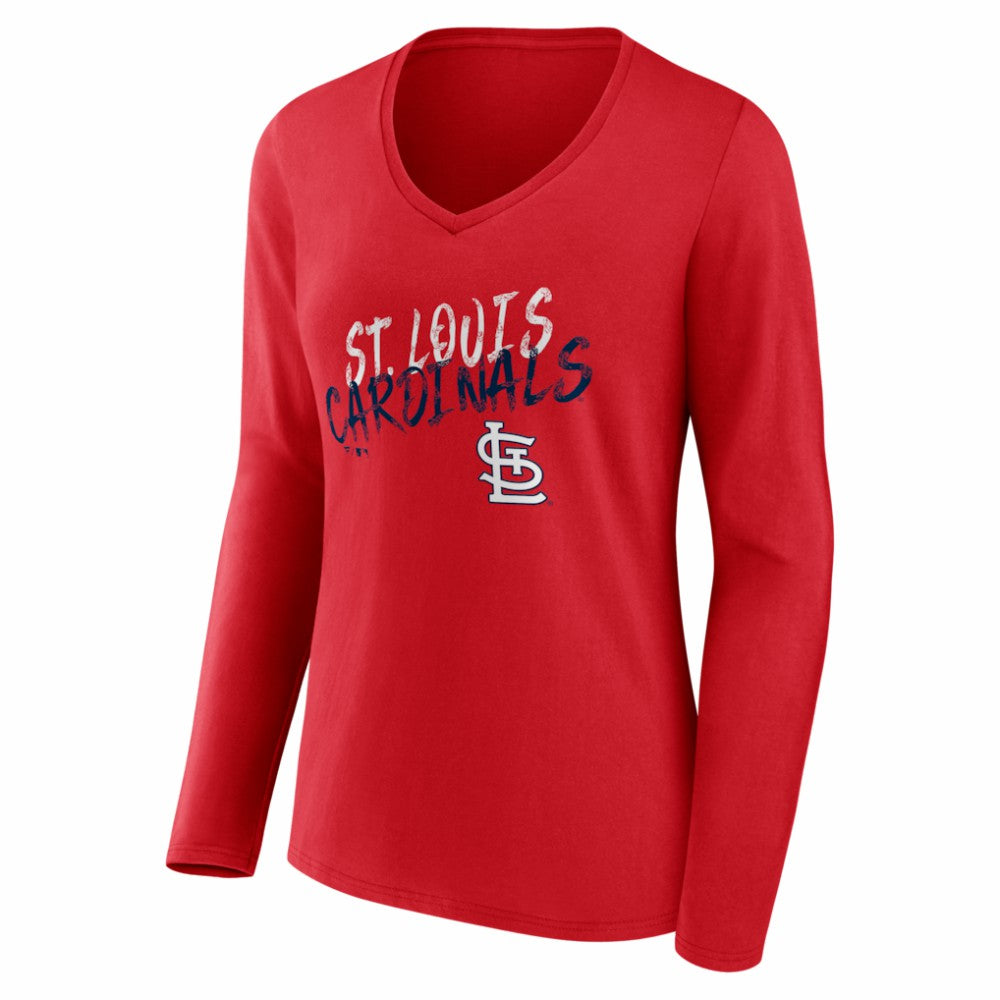 MLB St. Louis Cardinals Women's Hustle Personalized Name & Number Long Sleeve V-Neck T-Shirt