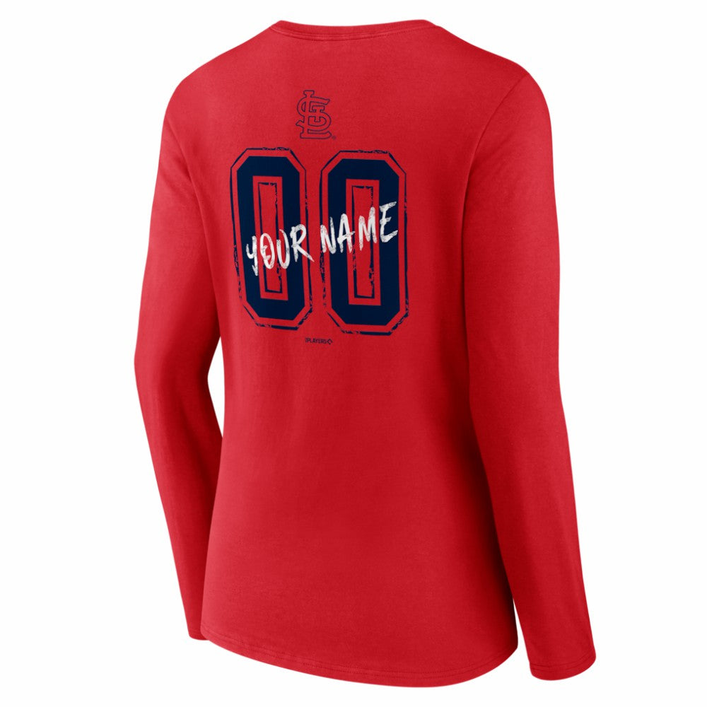 MLB St. Louis Cardinals Women's Hustle Personalized Name & Number Long Sleeve V-Neck T-Shirt
