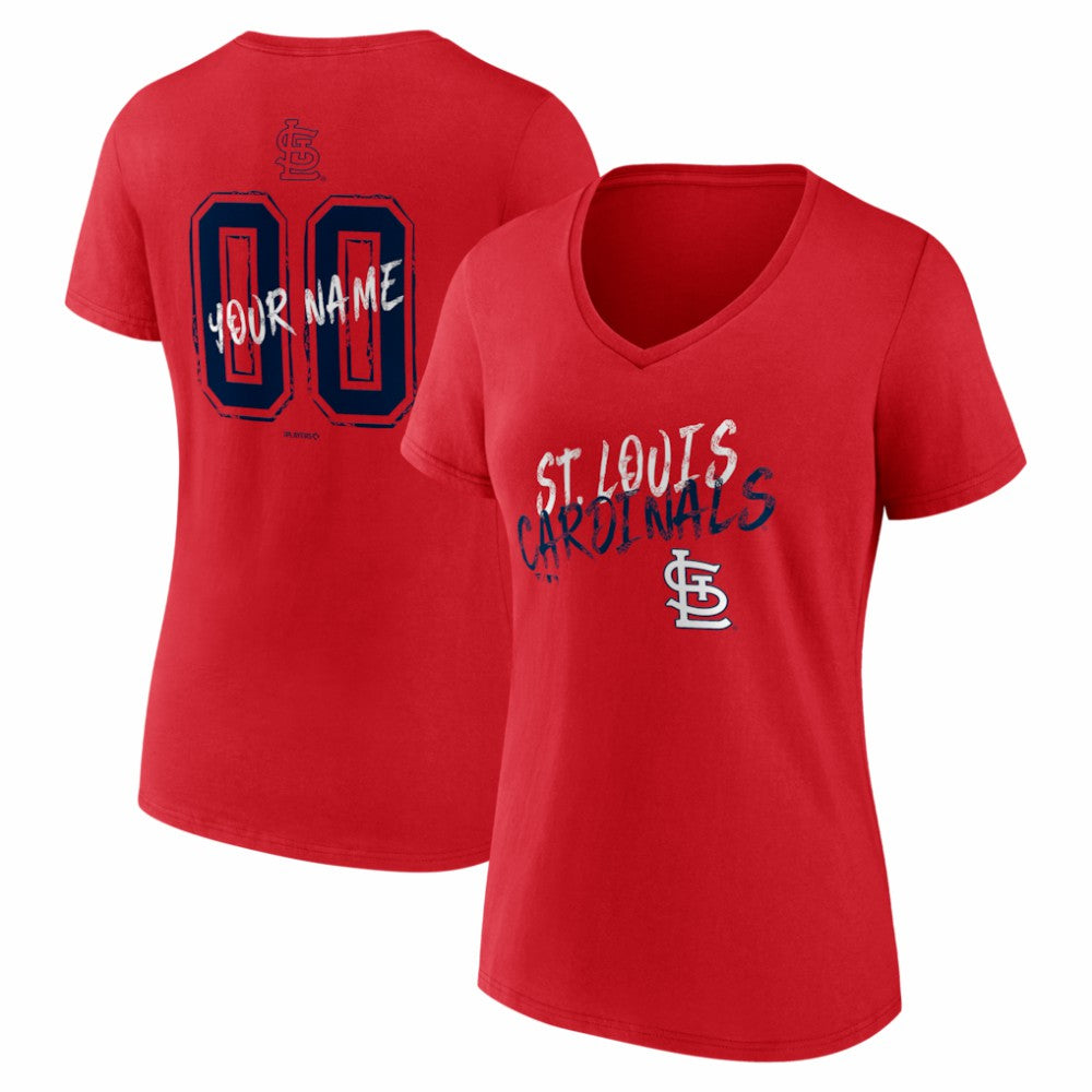 MLB St. Louis Cardinals Women's Hustle Personalized Name & Number V-Neck T-Shirt