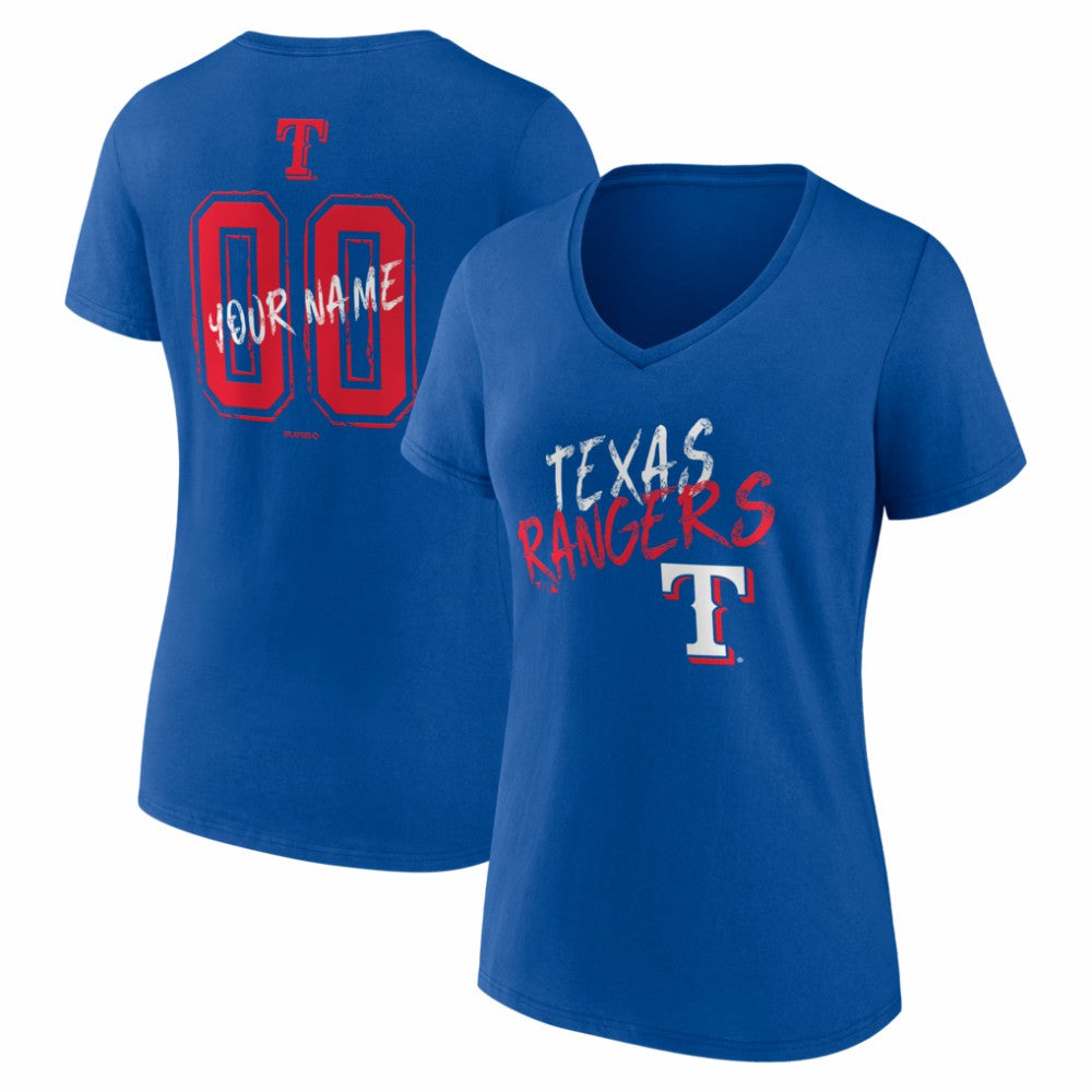 MLB Texas Rangers Women's Hustle Personalized Name & Number V-Neck T-Shirt