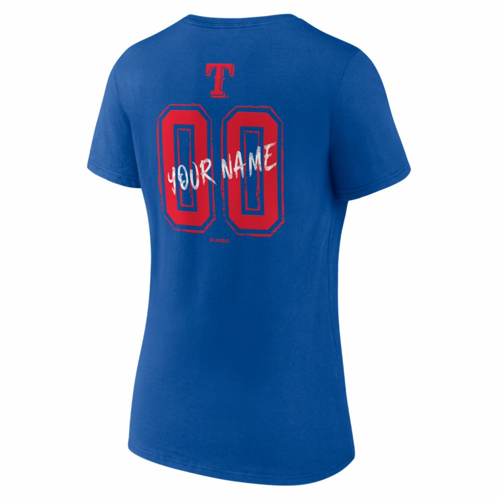 MLB Texas Rangers Women's Hustle Personalized Name & Number V-Neck T-Shirt