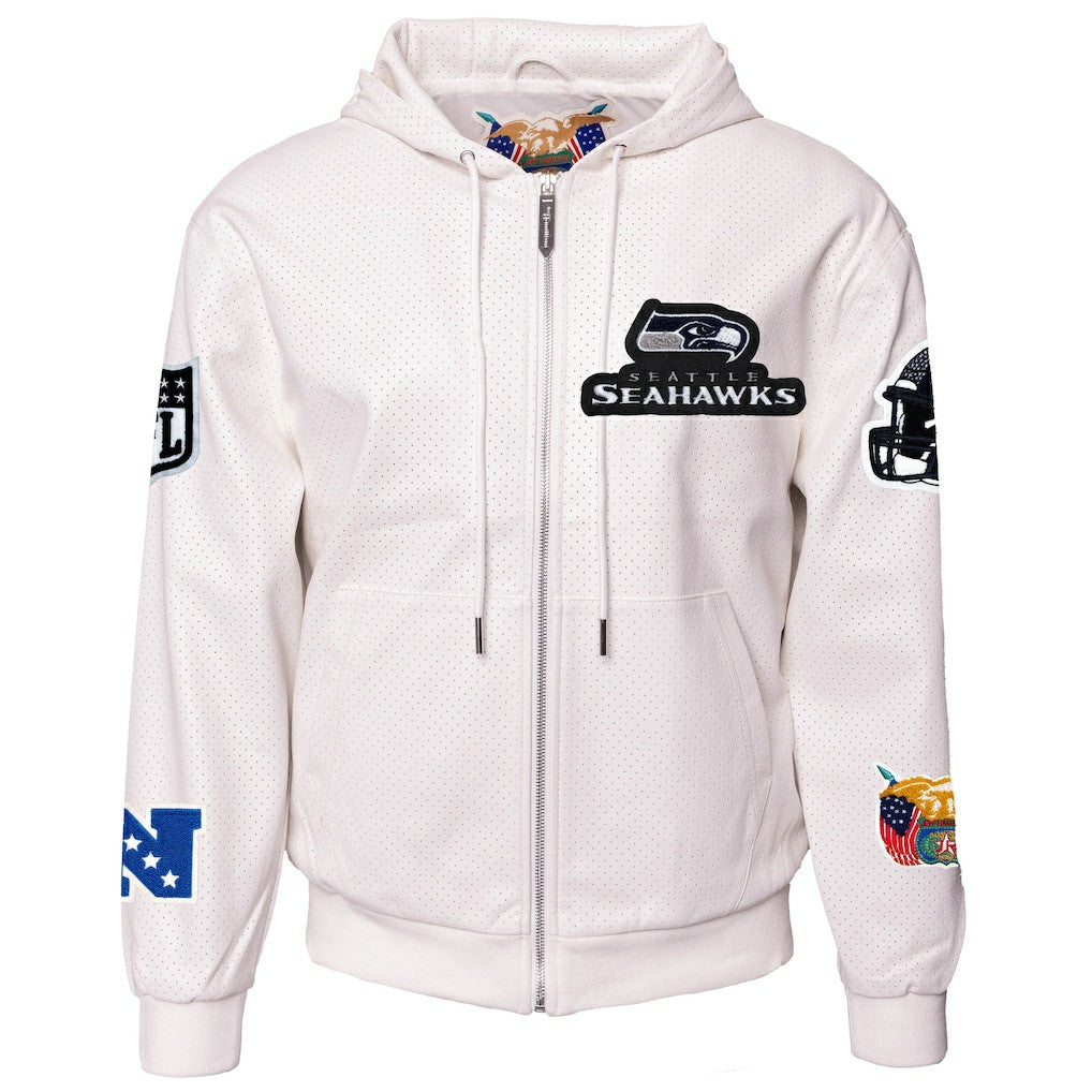 Jeff Hamilton Vegan Leather Full-Zip Hooded Jacket - Seattle Seahawks