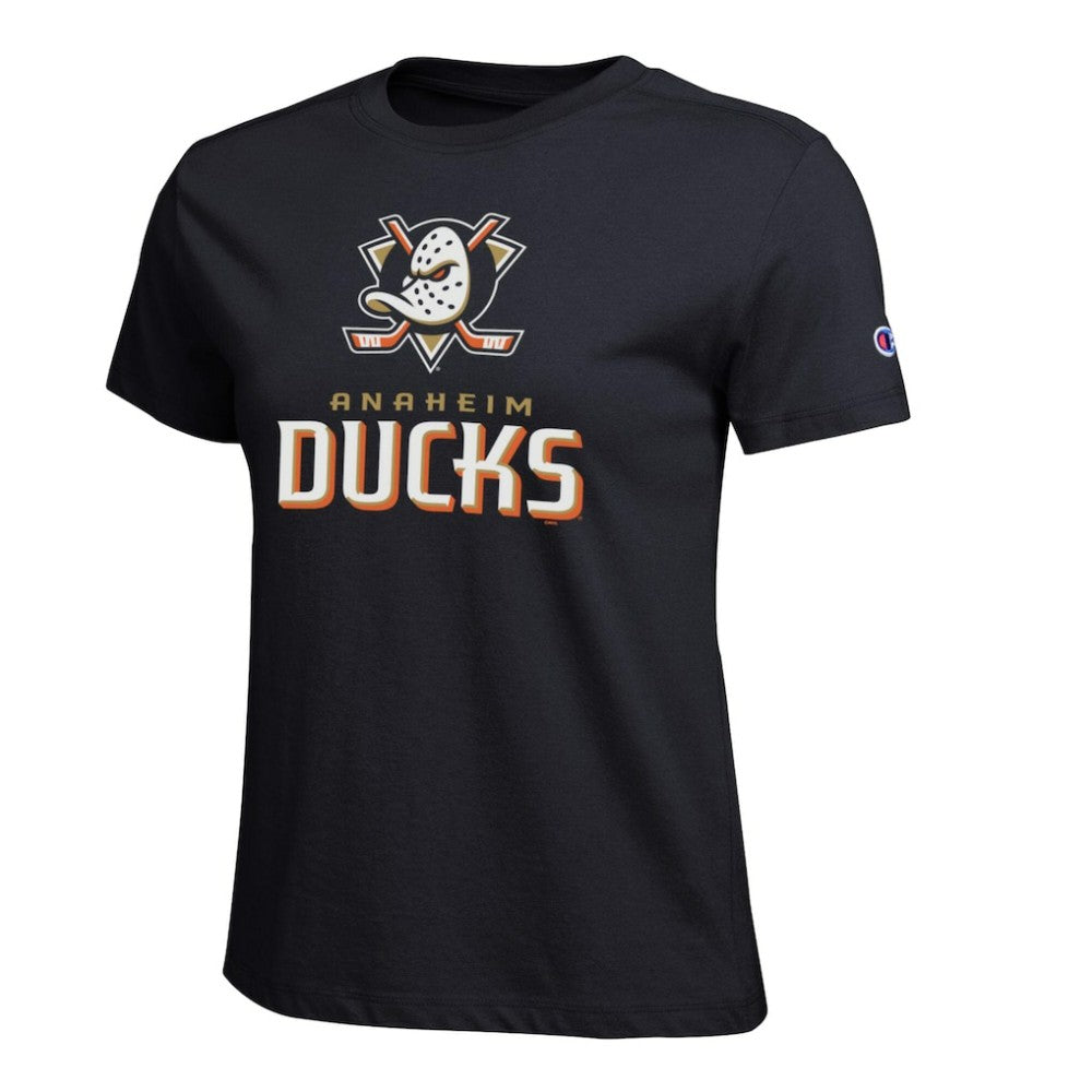 NHL Black Anaheim Ducks Champion Women's Wordmark Lockup T-Shirt