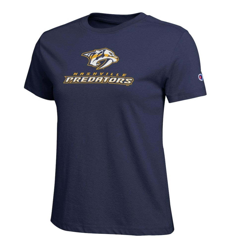 NHL Navy Nashville Predators Champion Women's Wordmark Lockup T-Shirt