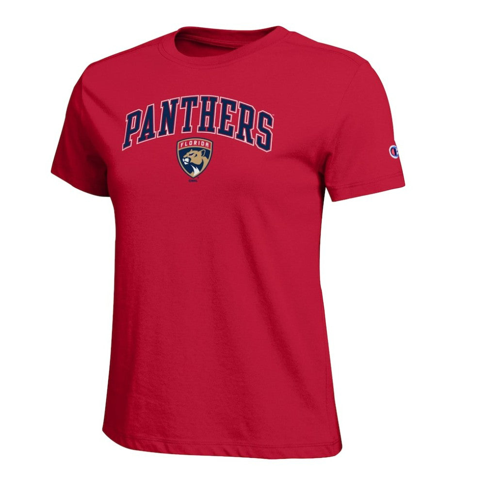 NHL Red Florida Panthers Champion Women's Arch Mascot Logo T-Shirt