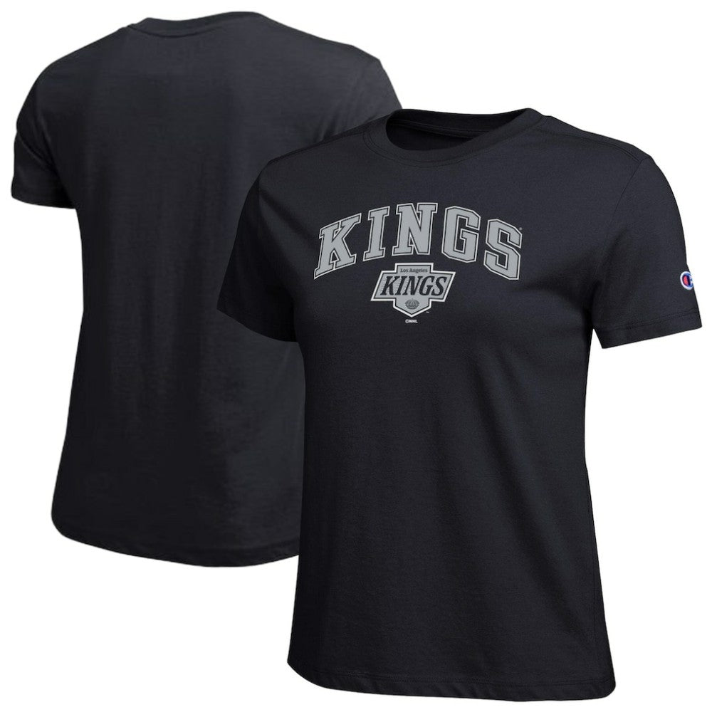 NHL Black Los Angeles Kings Champion Women's Arch Mascot Logo T-Shirt