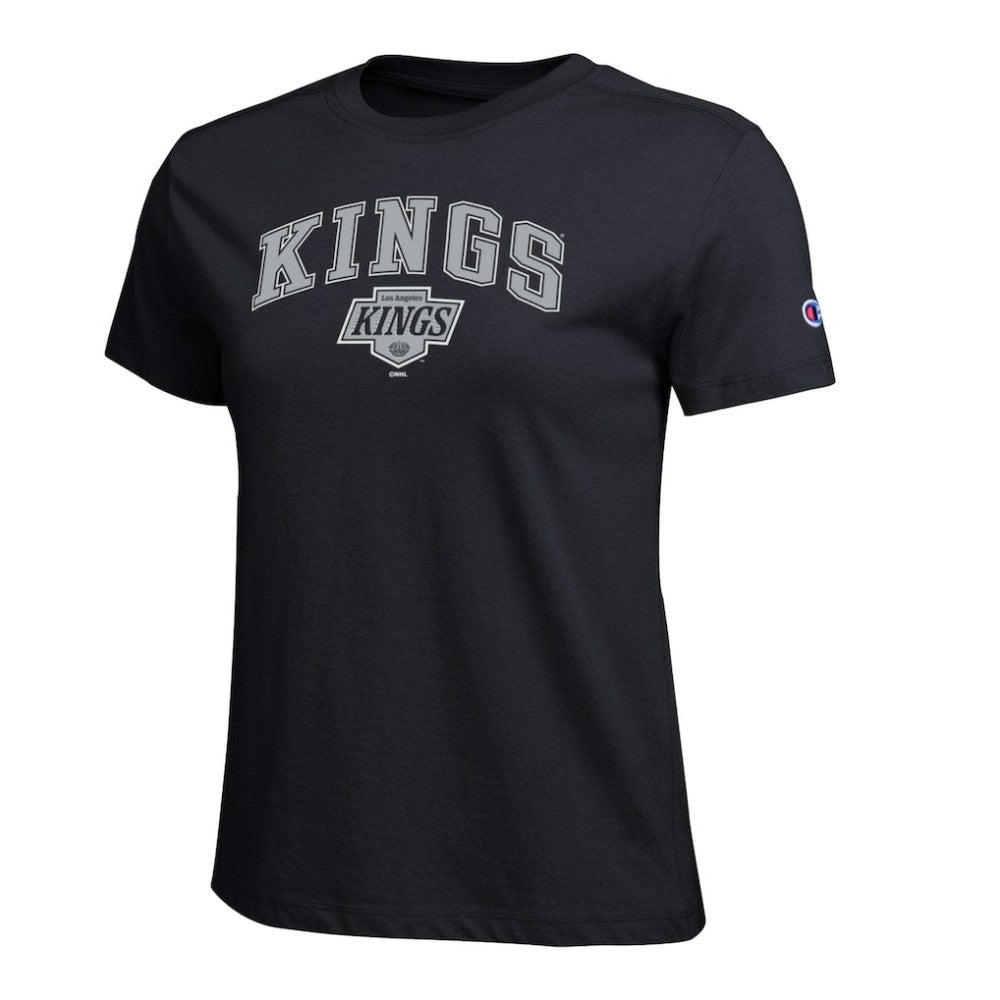 NHL Black Los Angeles Kings Champion Women's Arch Mascot Logo T-Shirt