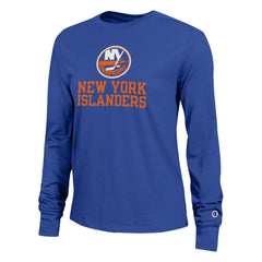 NHL Royal New York Islanders Champion Women's Wordmark Lockup Long Sleeve T-Shirt