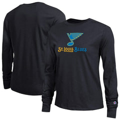 NHL Black St. Louis Blues Champion Women's Wordmark Lockup Long Sleeve T-Shirt