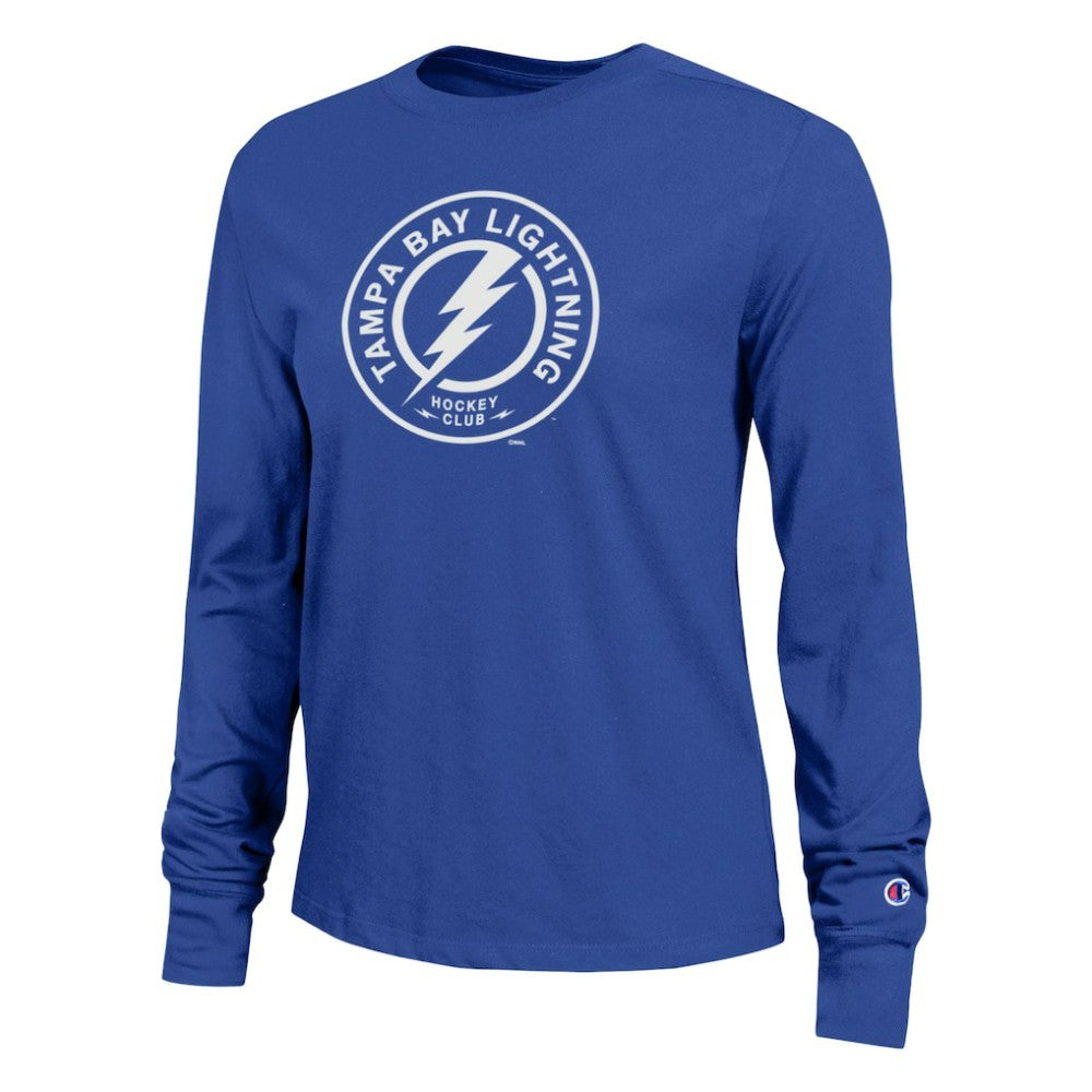 NHL Royal Tampa Bay Lightning Champion Women's Wordmark Lockup Long Sleeve T-Shirt