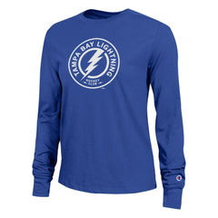 NHL Royal Tampa Bay Lightning Champion Women's Wordmark Lockup Long Sleeve T-Shirt