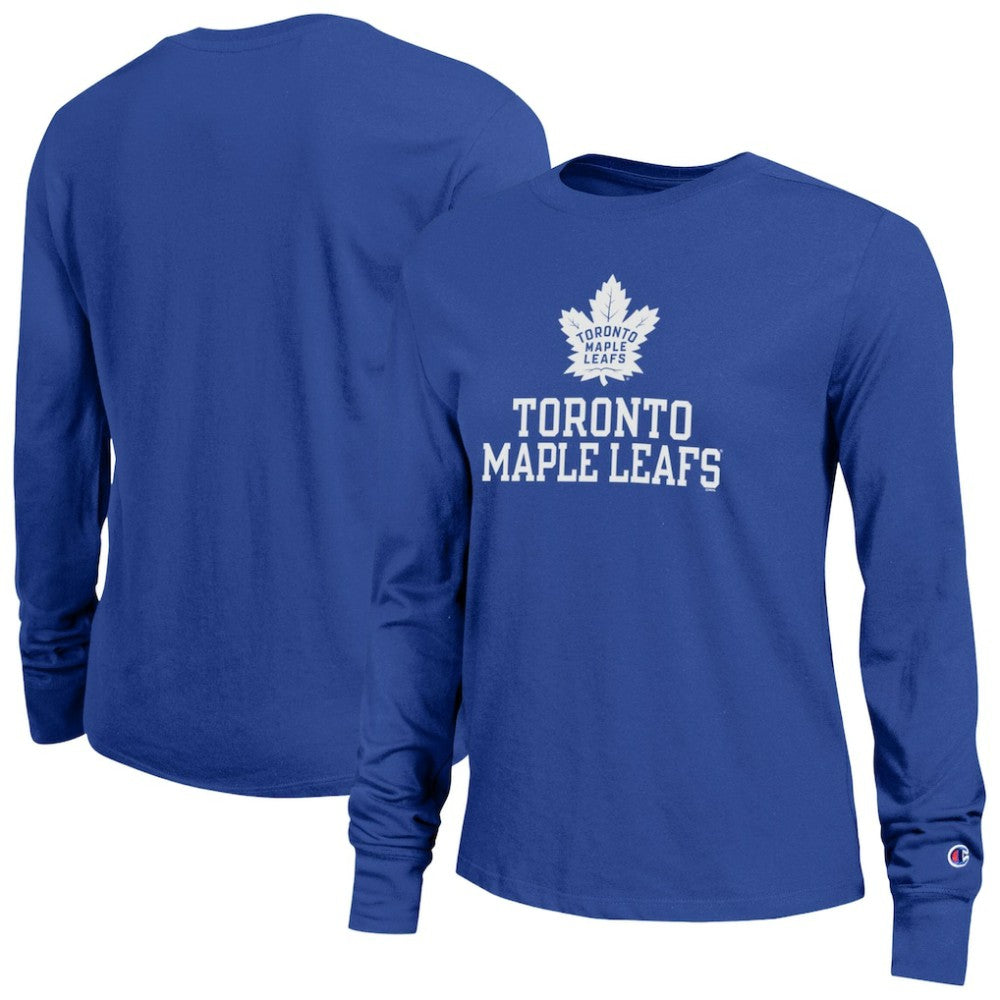 NHL Royal Toronto Maple Leafs Champion Women's Wordmark Lockup Long Sleeve T-Shirt