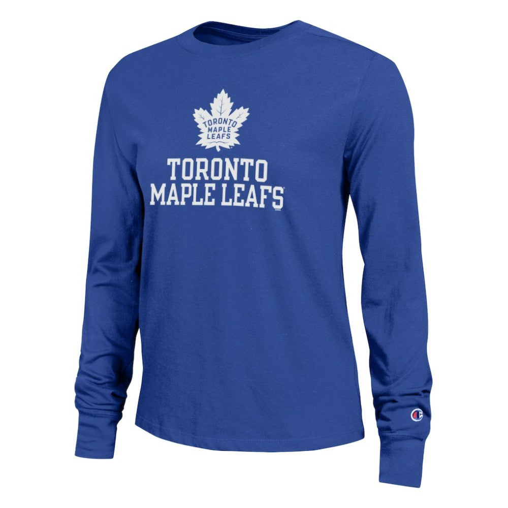 NHL Royal Toronto Maple Leafs Champion Women's Wordmark Lockup Long Sleeve T-Shirt