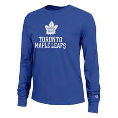 NHL Royal Toronto Maple Leafs Champion Women's Wordmark Lockup Long Sleeve T-Shirt