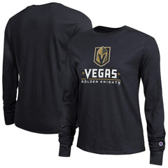 NHL Black Vegas Golden Knights Champion Women's Wordmark Lockup Long Sleeve T-Shirt