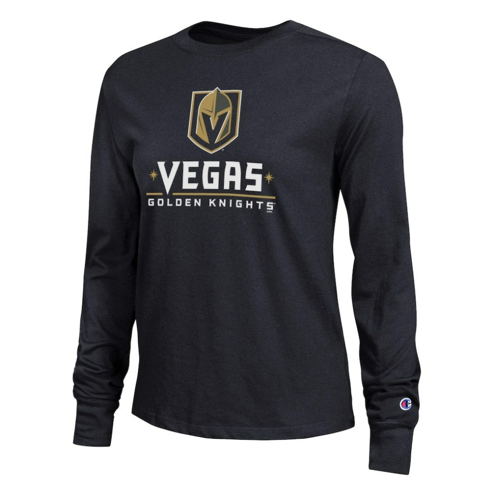 NHL Black Vegas Golden Knights Champion Women's Wordmark Lockup Long Sleeve T-Shirt