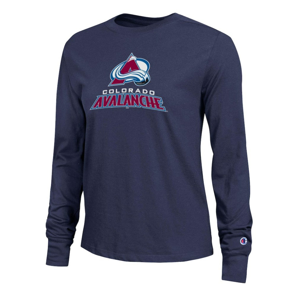 NHL Navy Colorado Avalanche Champion Women's Wordmark Lockup Long Sleeve T-Shirt