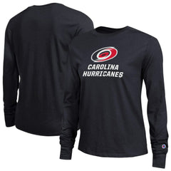 NHL Black Carolina Hurricanes Champion Women's Wordmark Lockup Long Sleeve T-Shirt