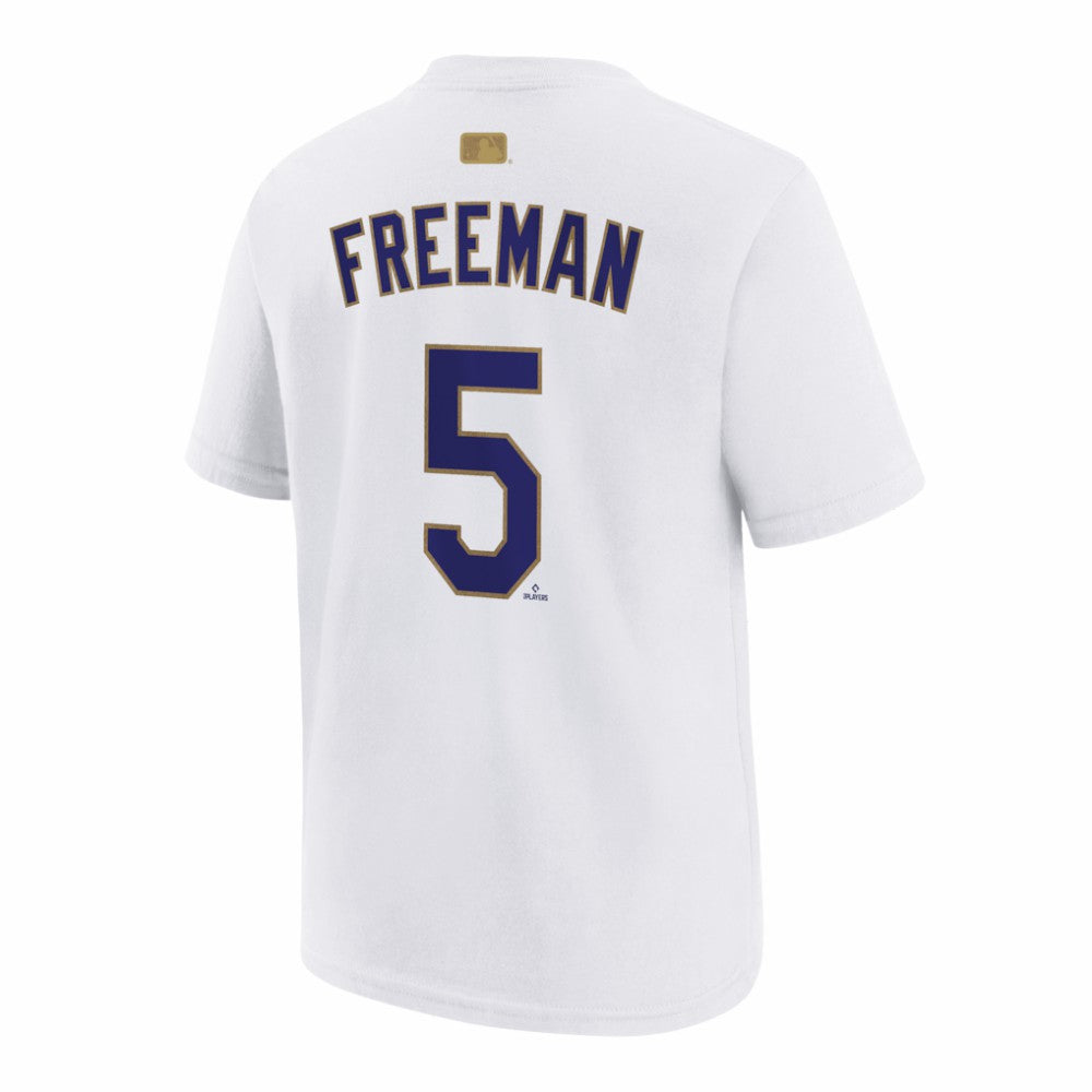 MLB Freddie Freeman Los Angeles Dodgers Nike Youth 2026 Gold Collection Name & Number T-Shirt