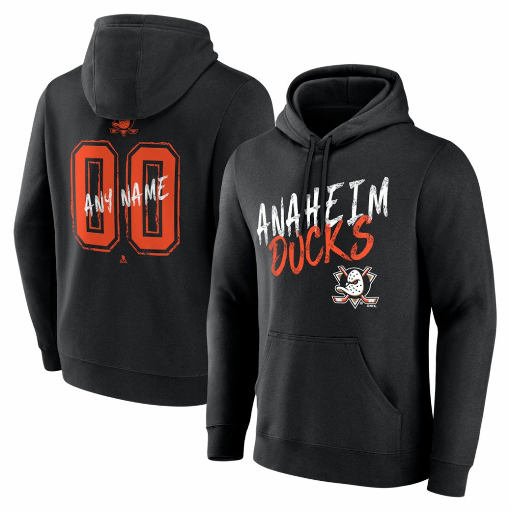 NHL Black Anaheim Ducks Big & Tall Hustle Personalized Name & Number Hoodie