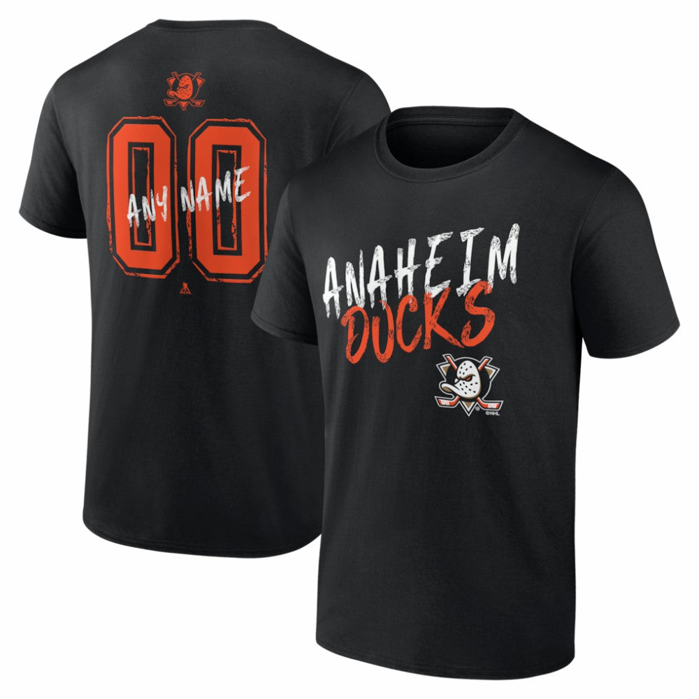 NHL Black Anaheim Ducks Big & Tall Hustle Personalized Name & Number T-Shirt