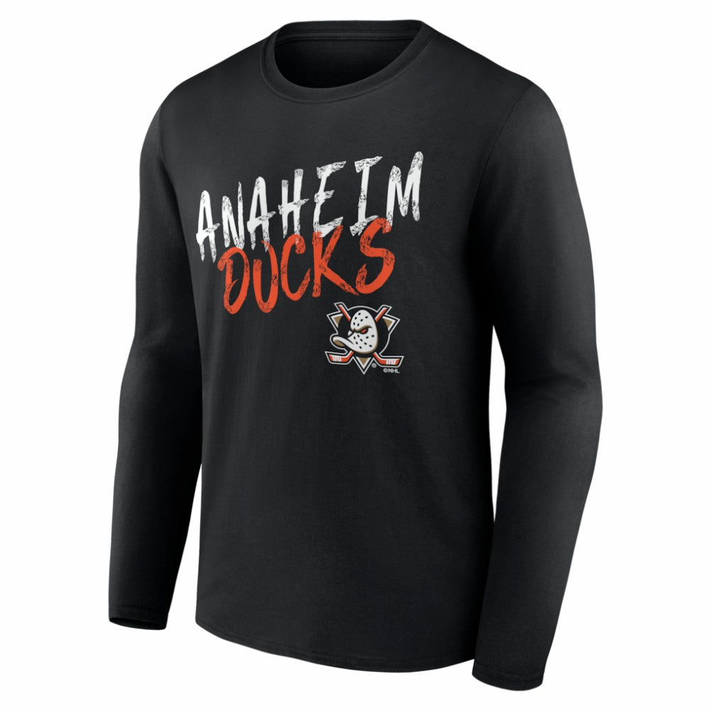 NHL Black Anaheim Ducks Hustle Personalized Name & Number Long Sleeve T-Shirt
