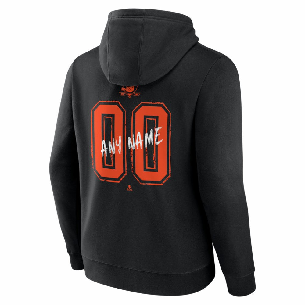 NHL Black Anaheim Ducks Hustle Personalized Name & Number Hoodie