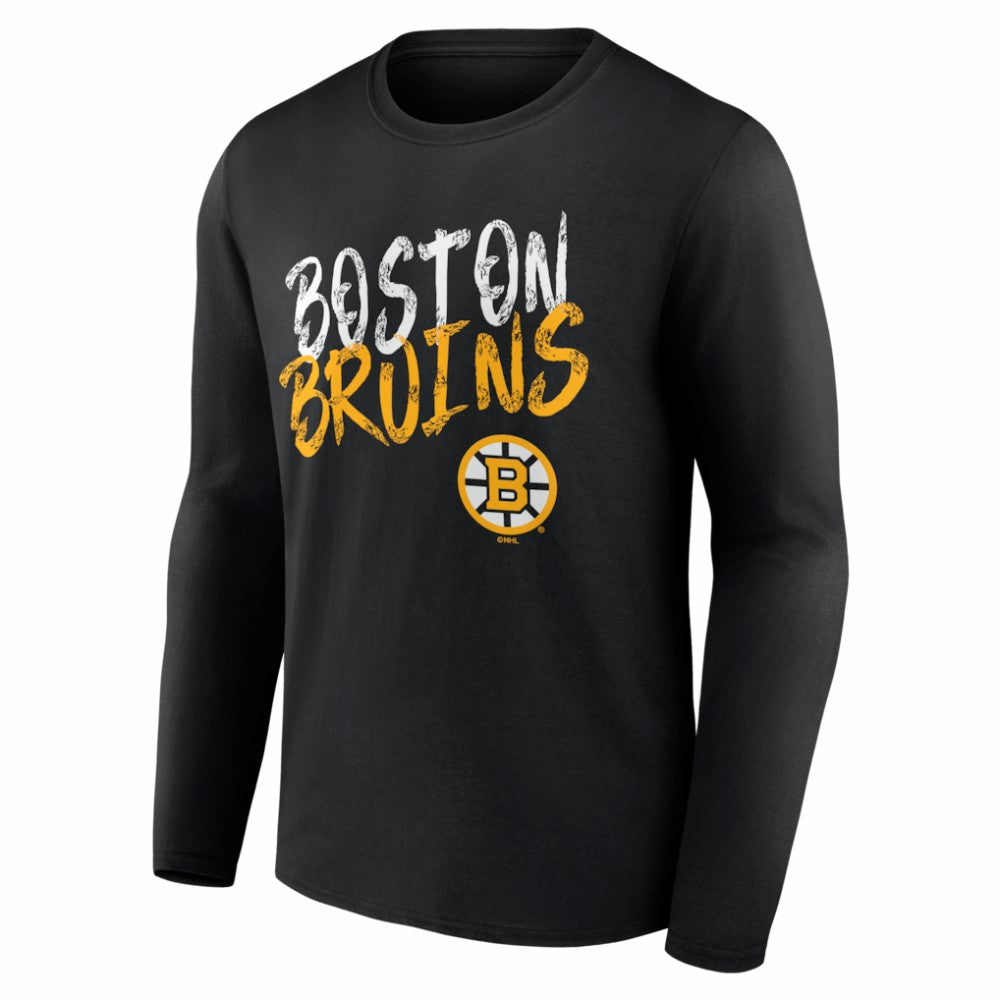 NHL Black Boston Bruins Hustle Personalized Name & Number Long Sleeve T-Shirt