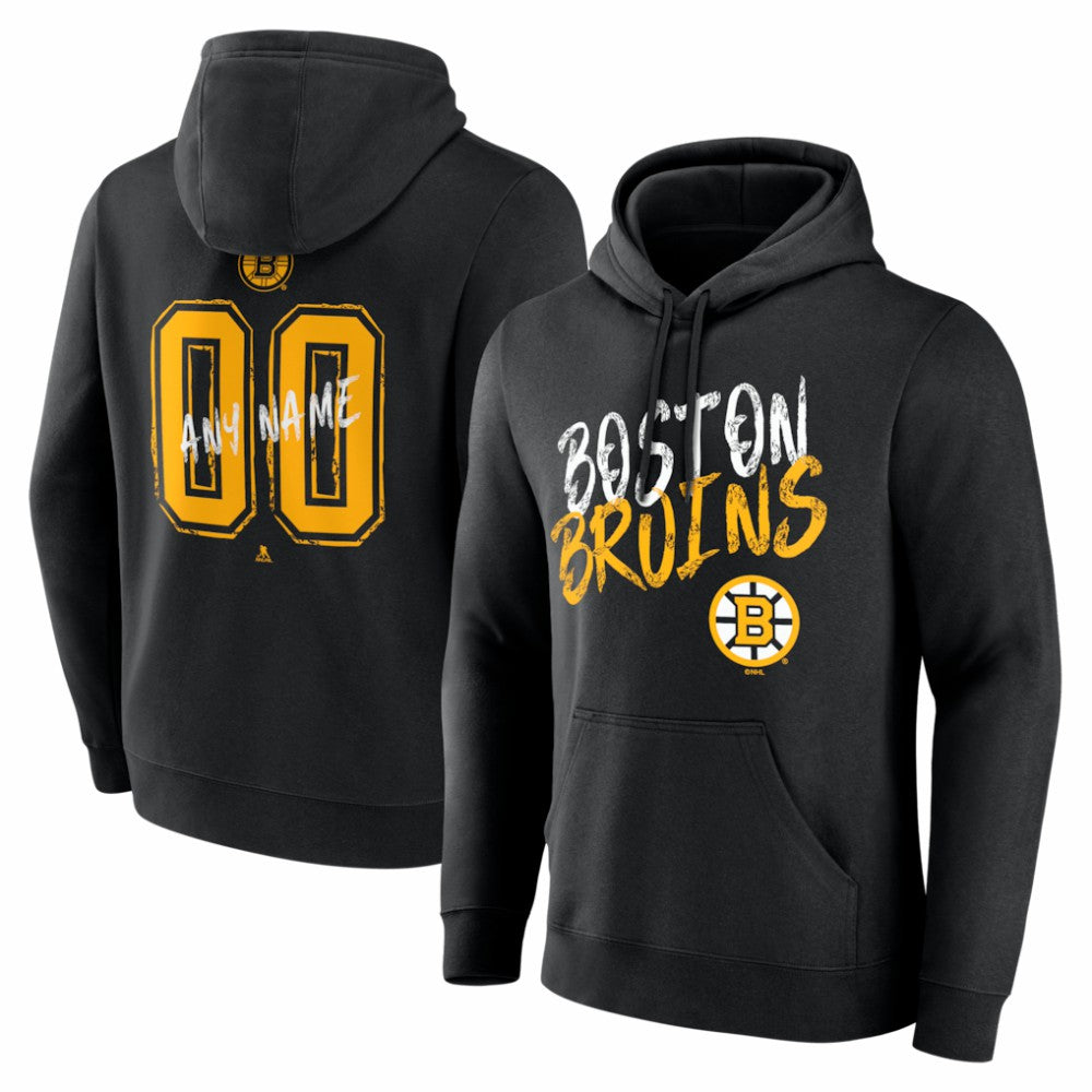 NHL Black Boston Bruins Hustle Personalized Name & Number Hoodie