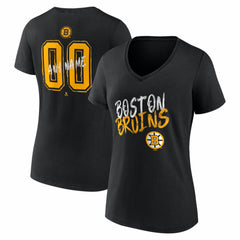 NHL Black Boston Bruins Women's Hustle Personalized Name & Number V-Neck T-Shirt