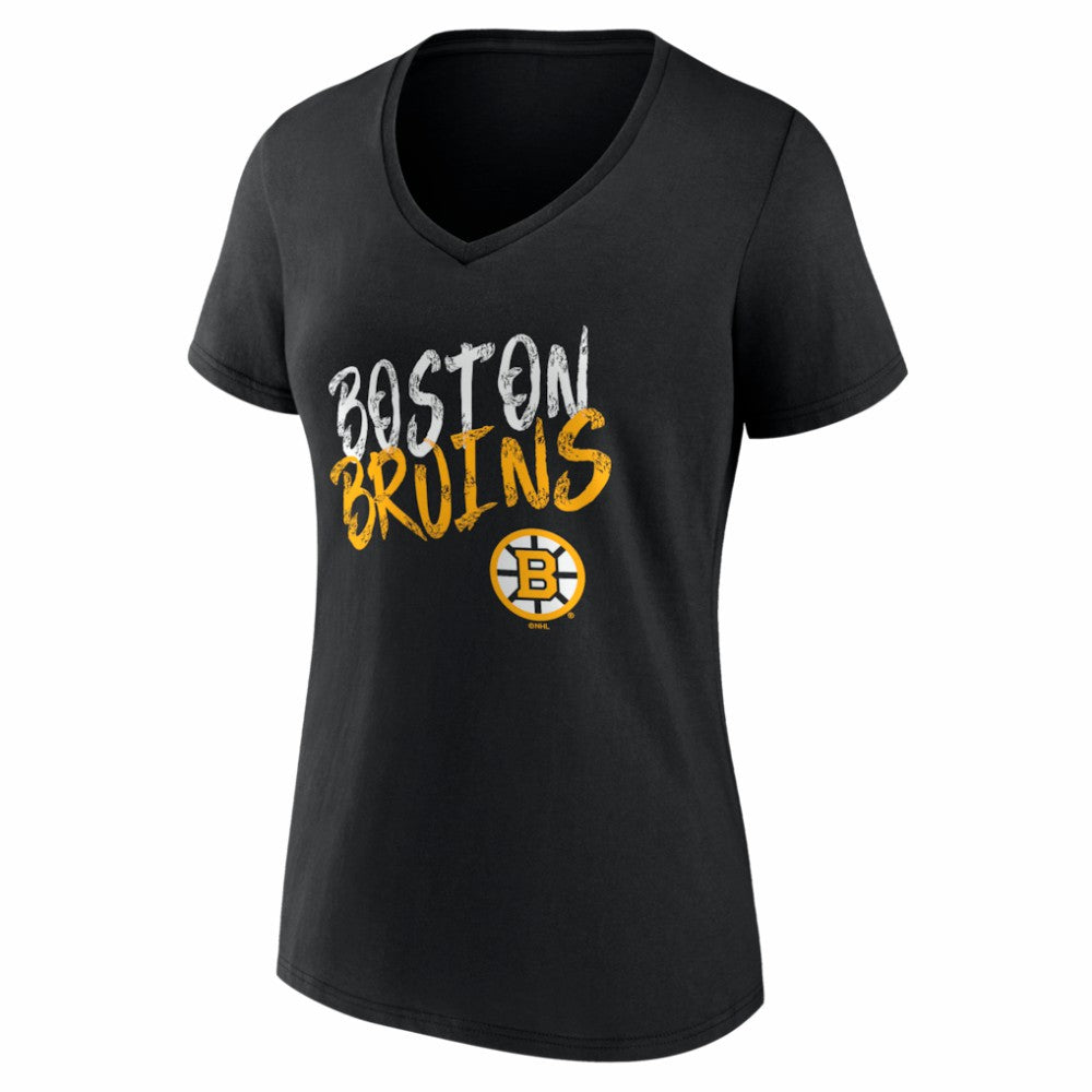NHL Black Boston Bruins Women's Hustle Personalized Name & Number V-Neck T-Shirt