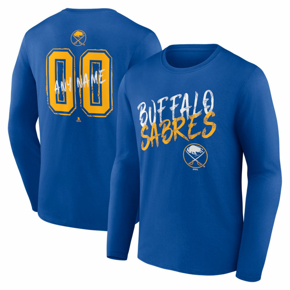 NHL Royal Buffalo Sabres Hustle Personalized Name & Number Long Sleeve T-Shirt