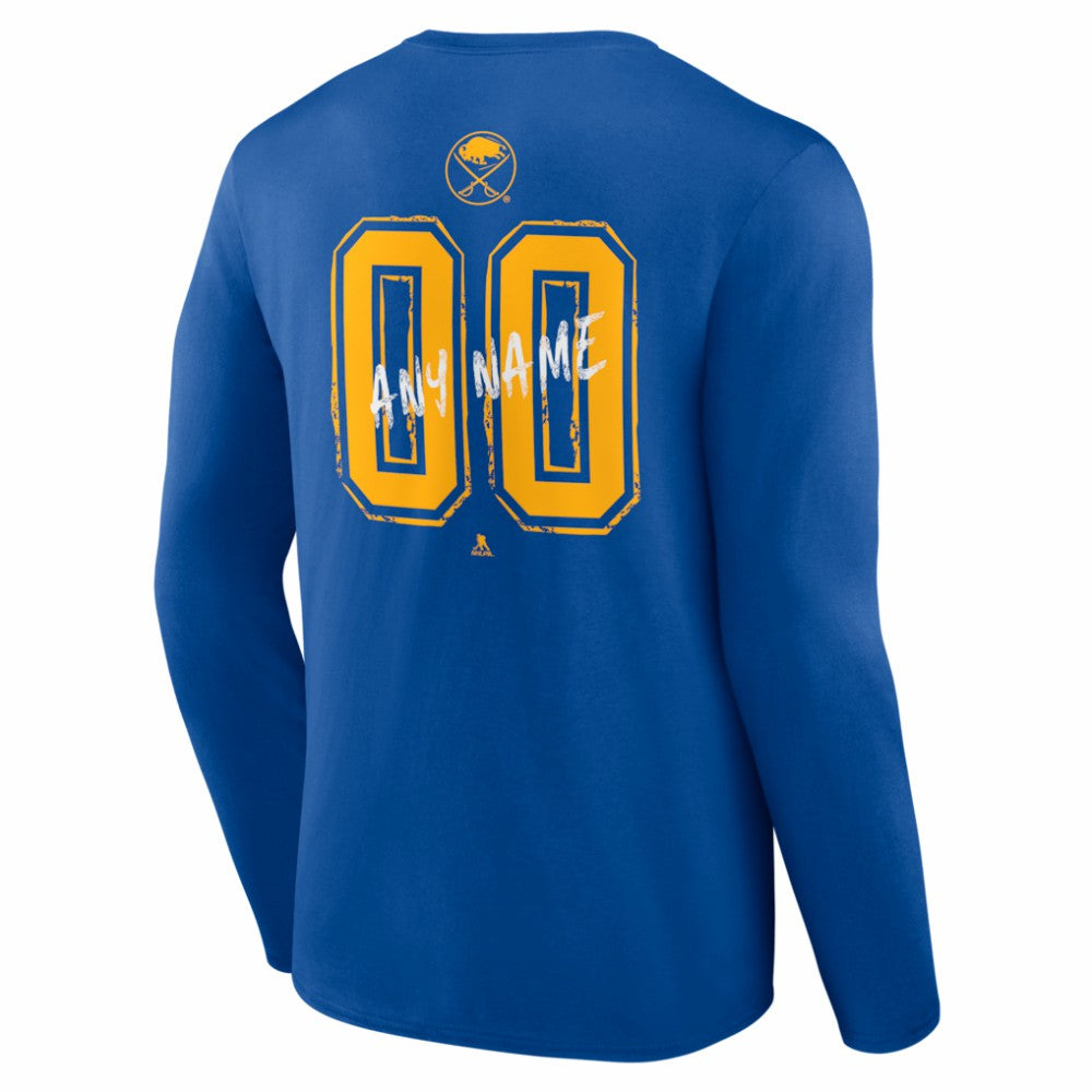 NHL Royal Buffalo Sabres Hustle Personalized Name & Number Long Sleeve T-Shirt
