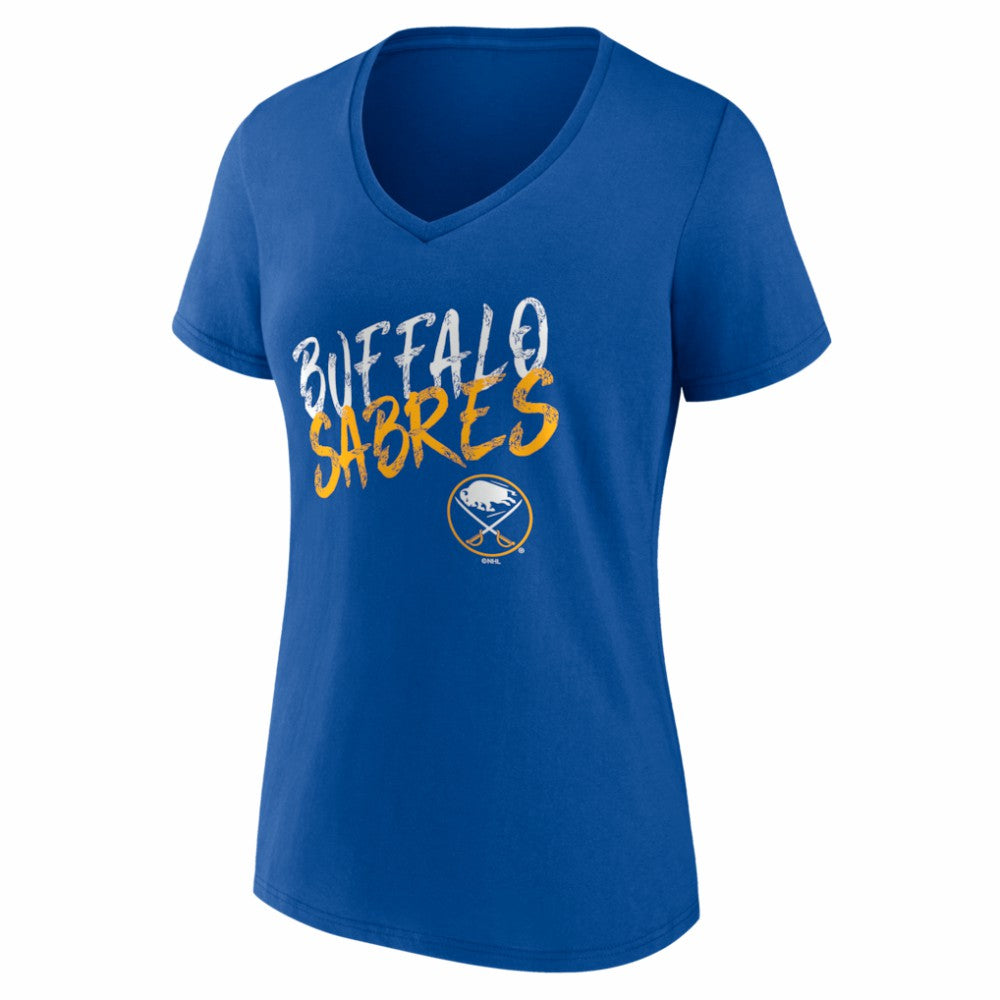 NHL Royal Buffalo Sabres Women's Hustle Personalized Name & Number V-Neck T-Shirt
